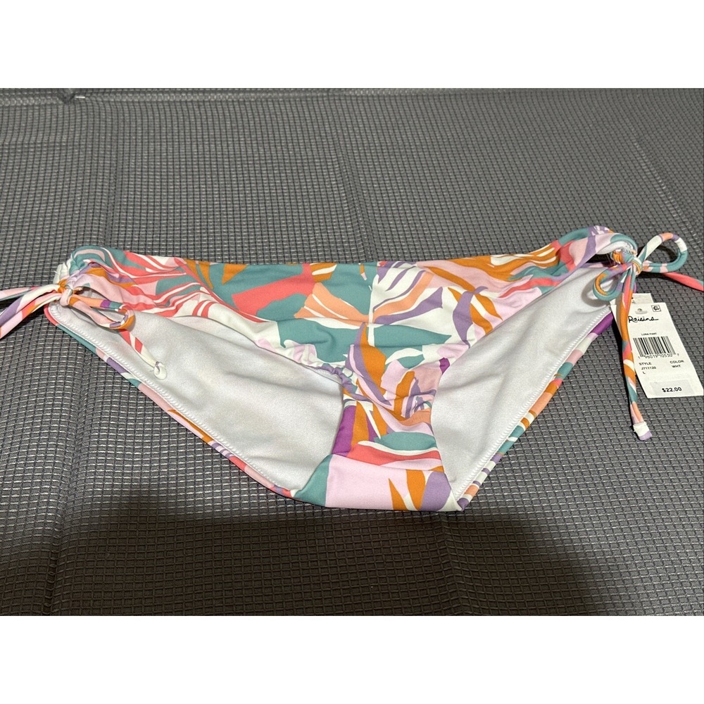 Raisins Luna Pant Bikini Bottoms White Floral Side Tie J711120 NWT Mens Large